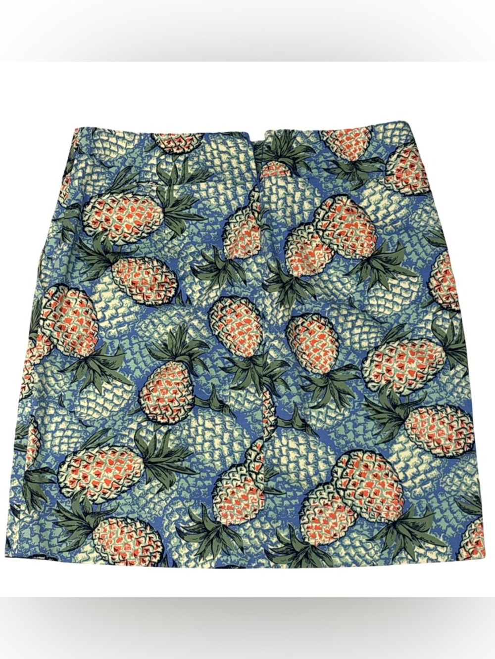 Talbots Pineapple Print Skirt Women's Blue Green Yellow Size 4 Stretch Cotton - Picture 3 of 10
